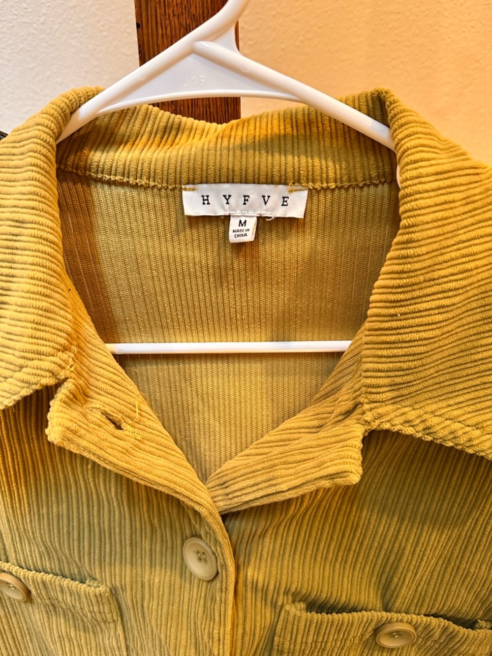 Pea Green Corduroy Button-Up Jacket - Picture 2 of 5